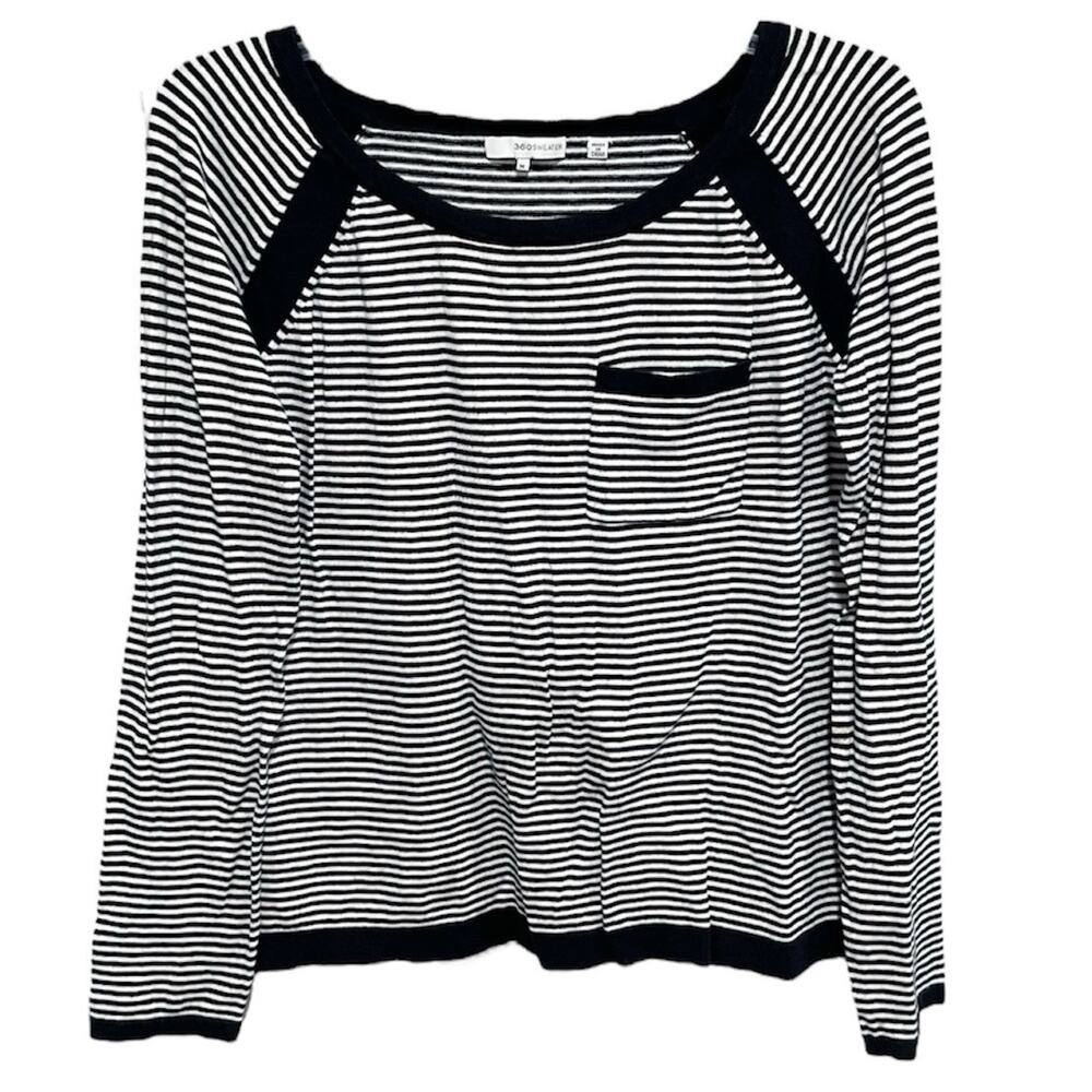 Preppy Nautical 360 Silk Cotton Stripe Sweater Size Medium Knit Old Money